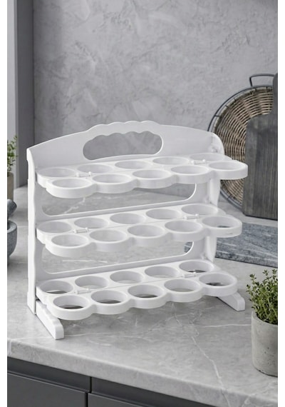 3 Katlı Yumurtalık 30 Bölmeli Yumurta Kutusu Buzdolabı Organizer Kutu Beyaz