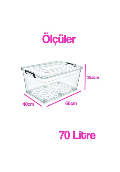 Tekerlekli Petek Saklama Kabı 70lt 6 Adet Şeffaf
