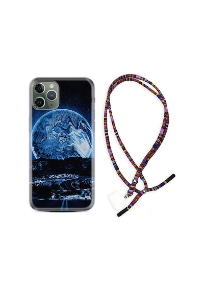 Apple Uyumlu iPhone 13 Pro Kılıf Rasta Boyun Askılı Mavi Gece 1605