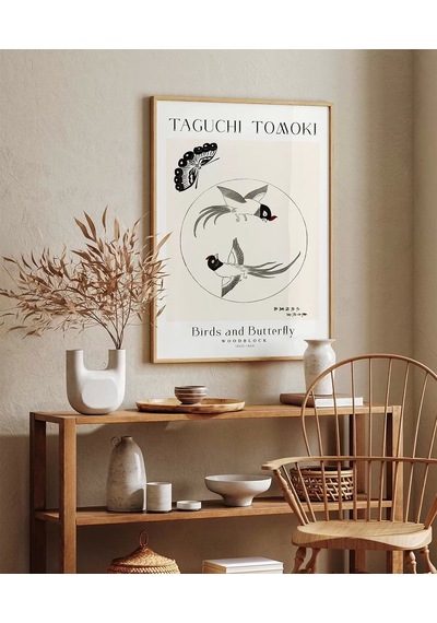 Çerçevesiz Poster Taguchi Tomoki Kuşlar Ve Kelebek
