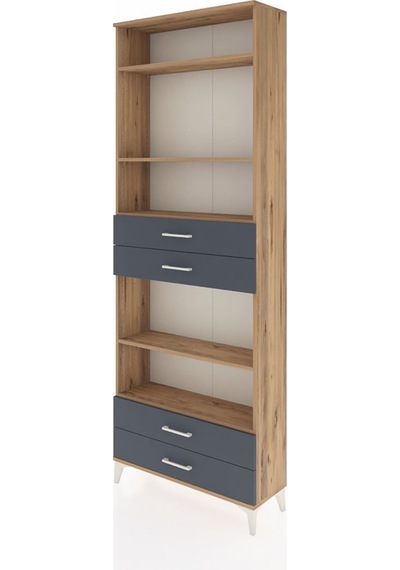Arges Dolap 5 Raflı 4 Çekmeceli 88x30x243 Çam-antrasit Atlas Çam
