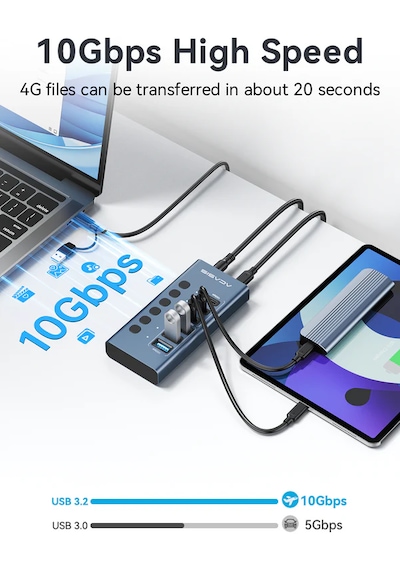Acasis Hb06 Pro 6 Port 10gbps Usb 3.2 Hub Type-c/type-a 48w Adaptörlü Alüminyum Kasa Acasis Hb06 Pro 6 Port 10gbps Usb 3.2 Hub Type-c/type-a 48w Adaptörlü Alüminyum Kasa