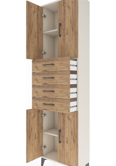 Arges Dolap 3 Raflı 4 Çekmeceli 4 Kapaklı 60x30x221 Aytaşı-çam Aytaşı