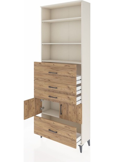 Arges Dolap 4 Raflı 4 Çekmeceli 2 Kapaklı 88x30x243 Aytaşı-çam Aytaşı