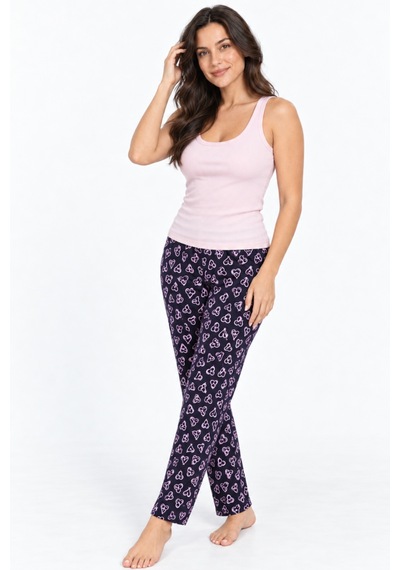 Fit Women Kadın Trend Günlük Bluz Pembe Desenli Pijama Takımı