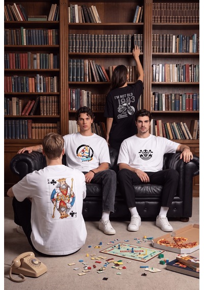Black Nova Oversize Baskılı Unisex %100 Pamuk T-shirt Club King Beyaz