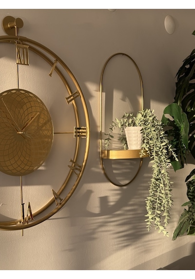 Gold 2 Adet Yeni Dekor Duvar Rafı - Modern Dekoratif - Chakra Konsept - Duvar Rafı Gold