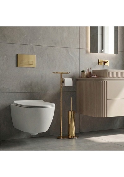 Kobos Nova Hareketli Wc Set Yuvarlak Parlak Altın Kbw-836-1gl
