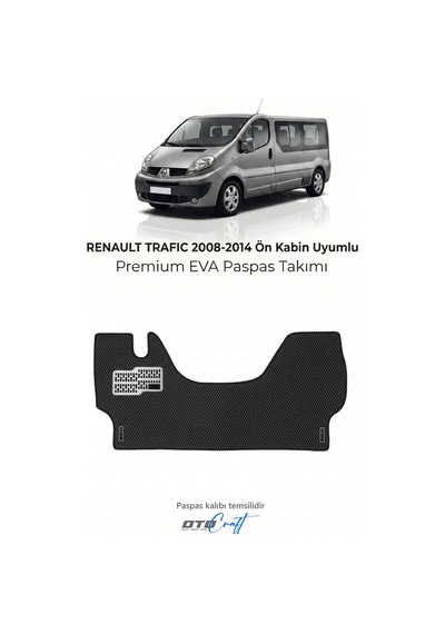 Otocraft Renault Trafic 2008-2014 Uyumlu Siyah 3d Havuzlu Eva Ön Kabin Paspası Tek Parça Araca Özel