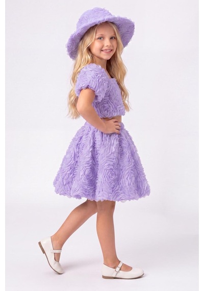 Mnk Baby & Kids Rosemu Kız Çocuk Şapkalı Takım M00819 Lila