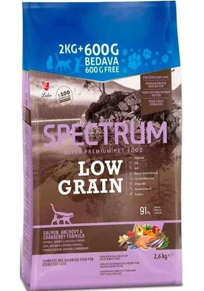 Spectrum Low Grain Somonlu Hamsili Yaban Mersinli Yetişkin Kedi Maması 2600 G