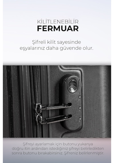 Polo&sky Elmas Model Siyah Renk 3'lü Valiz Bavul Seti Siyah