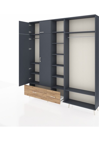 Arges Dolap 12 Raflı 2 Çekmeceli 2 Askılı 220x30x243 Antrasit-antrasit/çam Antrasıt/atlas Çam Arges Dolap 12 Raflı 2 Çekmeceli 2 Askılı 220x30x243 Antrasit-antrasit/çam Antrasıt/atlas Çam
