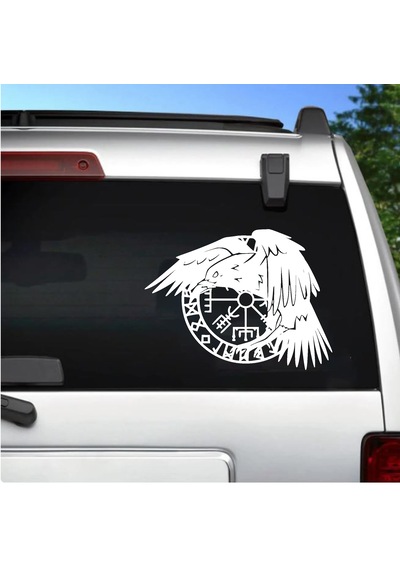 Viking Kuzgun Pusulası - Araba Oto Motosiklet Karavan Cam Sticker - 00287 50x37 Cm