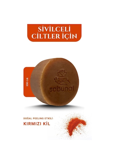 Sabunal Kırmızı Kil Sabunu 2 Adet - Geleneksel Doğal Cilt Bakım Sabunu