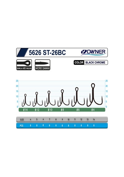 Owner 5626 St-26 Black Chrome Çarpma İğne 8