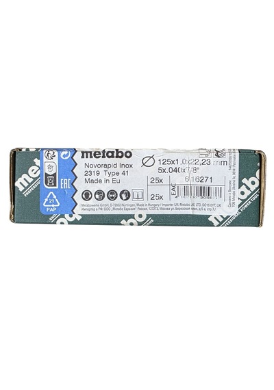 Metabo 616271000 Novorapid 125x1,0x22,23 İnox Kesme Diski 25 Adet