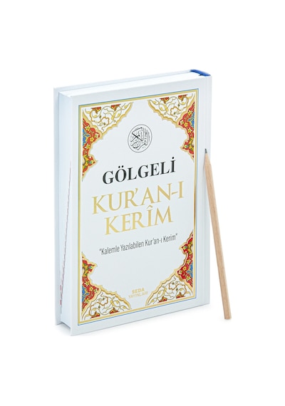 Kalemle Yazılabilen Orta Boy Gölgeli Kuranı Kerim Beyaz