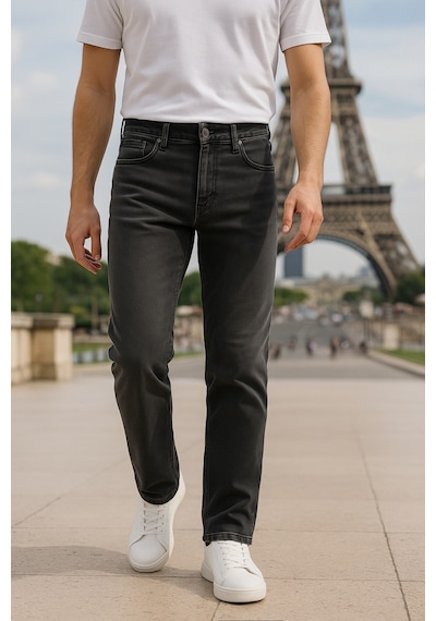 Cedy Denim Regular Fit Jean Martin Yüksek Bel Standart Kesim Esnek Kot Pantolon C336 Antrasit