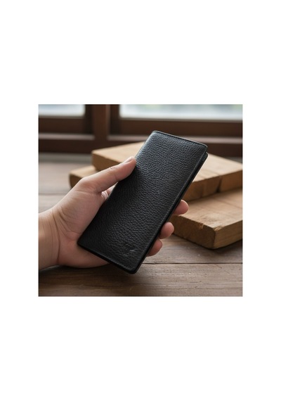 Passtell %100 Hakiki Deri Unisex Telefon Koymalı Cüzdan El Portföyü Siyah Siyah