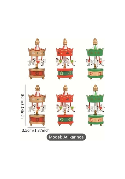 6 Adet Atlıkarınca Yılbaşı Ağaç Süsü/ Kutulu Ve 6'lı Set Ahşap Atlıkarınca Yeniyıl Süsü/yılbaşı Hediyesi