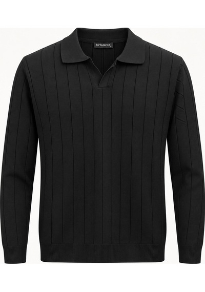 Classics Men Turbulance Slim Fit Erkek Polo Yaka Triko Kazak 7786 Siyah