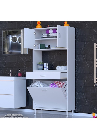 Modilayn Arda 70x173x32,5 Cm 1 Çekmece 2 Göz Sepetli Ve 3 Raf Akıllı Dolap İle Dağınıklığa Son Beyaz Modilayn Arda 70x173x32,5 Cm 1 Çekmece 2 Göz Sepetli Ve 3 Raf Akıllı Dolap İle Dağınıklığa Son Beyaz