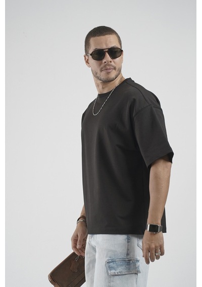 King Brich Oversize Kalıp Basic %100 Pamuklu Erkek Tişört Siyah