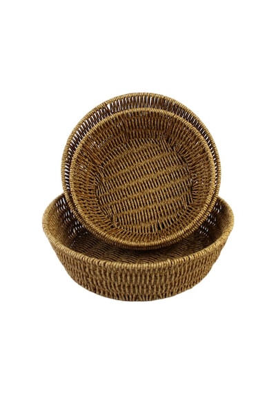 3 Lü Rattan Plastik Sepet, Ekmeklik , Meyve Sepeti Yuvarlak 3 Boy 3717/3lükrem