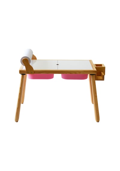 Woodnjoy Masif Ağaç Aktivite & Çalışma Masası Rulo Aparatlı + Kırtasiye İstasyonlu ve Kaplar - Pembe Woodnjoy Masif Ağaç Aktivite & Çalışma Masası Rulo Aparatlı + Kırtasiye İstasyonlu ve Kaplar - Pembe