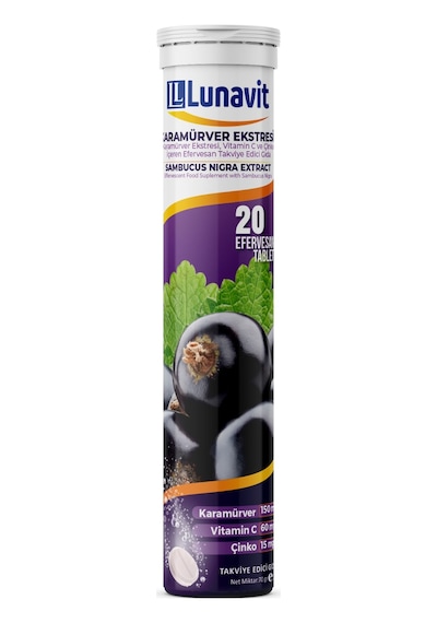 Lunavit Kara Mürver Vitamin C Ve Çinko 20 Efervesan Tablet