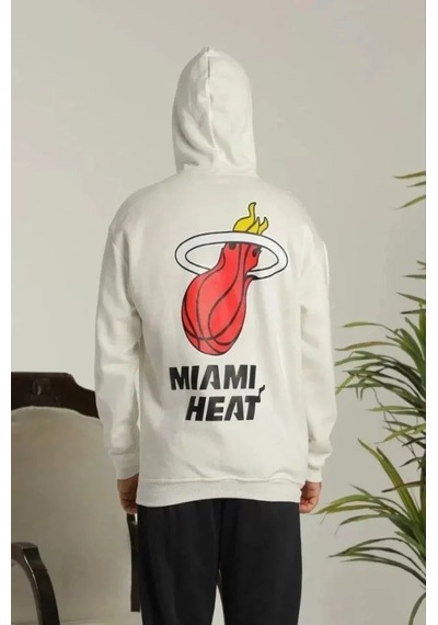 Valensdesign Unisex Kapşonlu Baskılı Sweetshirt - Beyaz