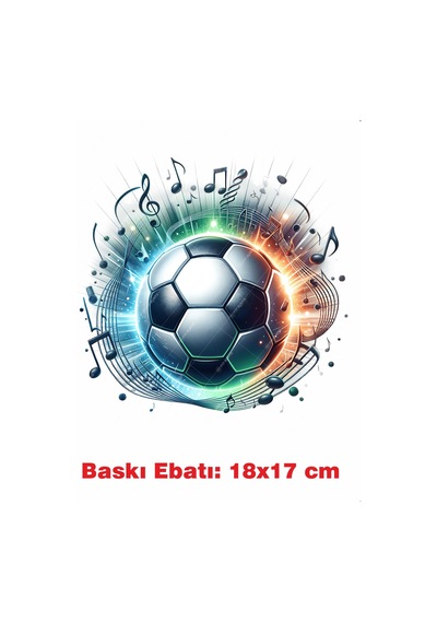 Futbol Topu Temalı Ütü İle Yapışan Tekstil Kumaş Tişört Dtf Baskı 3577