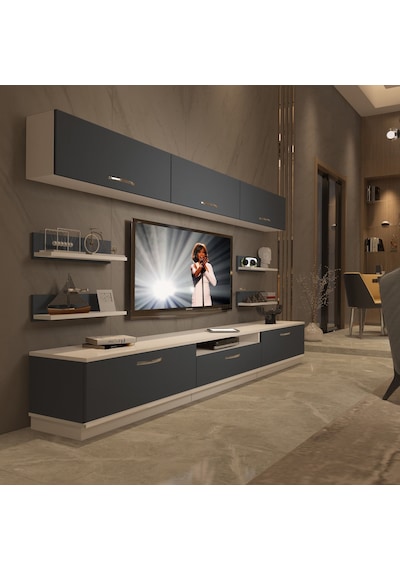 Decoraktiv Trendstyle 8y Mdf Tv Ünitesi Tv Sehpası Beyaz - Antrasit
