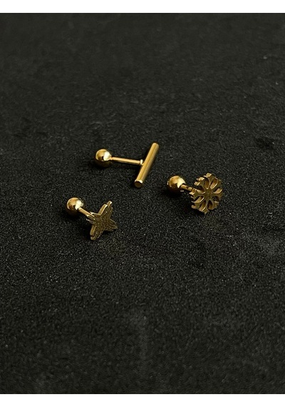 316 L Cerrahi Çelik Piercing Kıkırdak Helix Tragus Conch Figürlü Piercing Beyaz Altın
