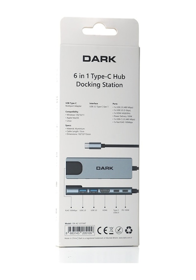 Dark Usb 3.2 Type-c To Ethernet Hdmi Usb-c Pd 100w Dk-ac-u31x47