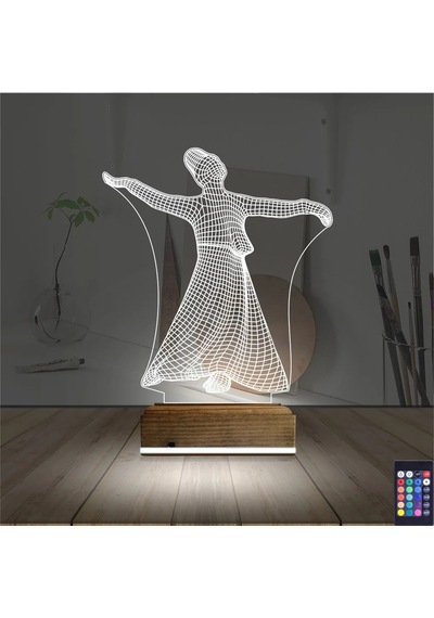 Luvivia Semazen Mevlana 3d Lamba - Masa Gece Lambası Şeffaf