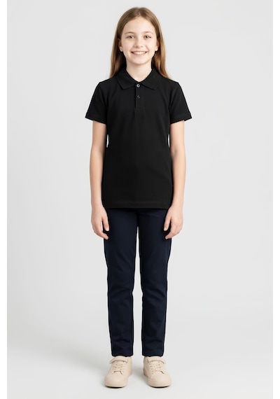 Modanino Kız Çocuk T-shirt %100 Pamuk Ve Okul Tarz 6-16 Yaş 12784mrt Siyah
