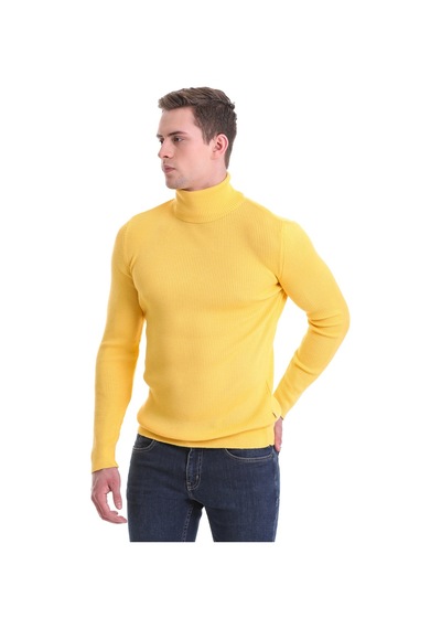 Hatemoğlu Sarı Slim Fit Fitilli Balıkçı Yaka Yünlü Triko Kazak 34232023a01 Sarı