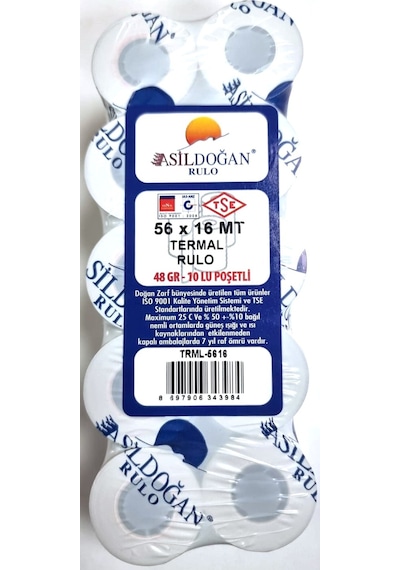Asil Doğan 56 MM x 16 M Termal Pos Yazarkasa Kağıdı 1 Koli 300 Rulo