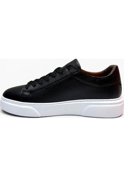 Brt Lf-050-26 Hakiki Baskı Deri Anatomik Erkek Sneaker Siyah Beyaz