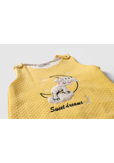 Merqova Bebek Organik Pamuklu Sweet Dreams Baskılı Nakışlı Uyku Tulumu Sarı