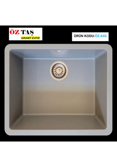 Öztaş ÖZ-43g Granit Mutfak Eviye Gri Tek Gözlü 43 x 55 CM