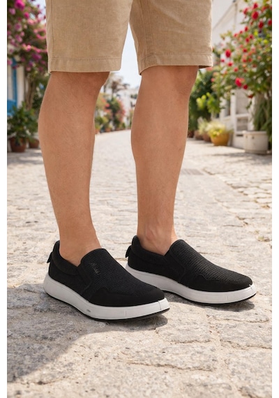 Modaonn Erkek Siyah Sneaker Spor Ayakkabı Bağcıklı Ve Lastikli Günlük Rahat Model