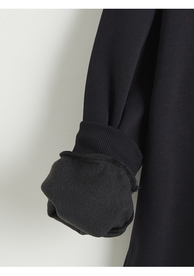 Lcw Comfort Siyah Cambridge Baskılı Oversize Kadın Sweatshirt
