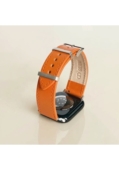 Goldoni Apple Watch Uyumlu İnce Gerçek Deri Kordonu Metal Köprülü