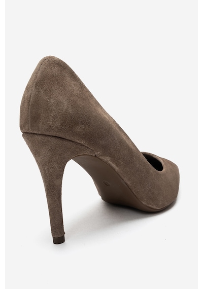 Luvi Shoes Morıel Vizon Süet Hakiki Deri Kadın Topuklu Ayakkabı