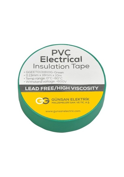 Yeşil Elektrik İzolasyon Bandı - 10 Adet 0.13 Mm Kalınlık 18 Mm Genişlik
