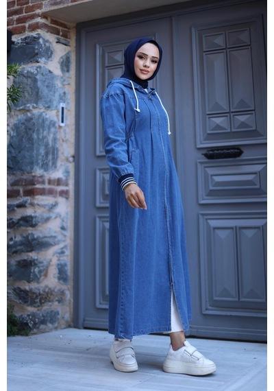 Harman Butik Kadın Fermuarlı Cepli Kapüşonlu Kol Ribanalı Denim Kot Kap Koyu Mavi Koyu Mavi Harman Butik Kadın Fermuarlı Cepli Kapüşonlu Kol Ribanalı Denim Kot Kap Koyu Mavi Koyu Mavi