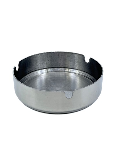 Paslanmaz Çelik Yuvarlak Metal Küllük - Lüks Fırçalanmış Tasarım 10 Cm
